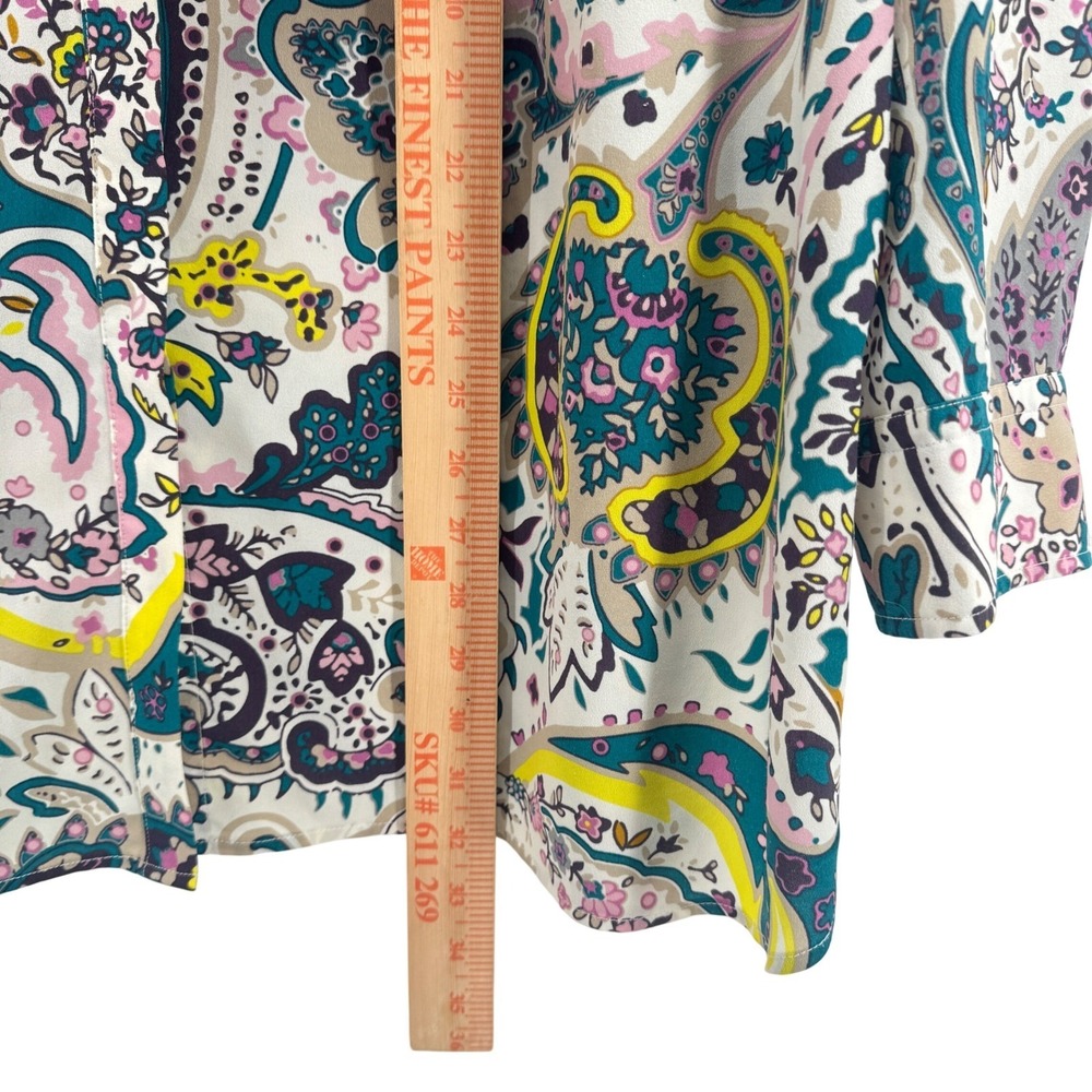Talbots Woman 2X Paisley Floral Blouse Top Boho Artsy Office Business Eclectic - Picture 7 of 8
